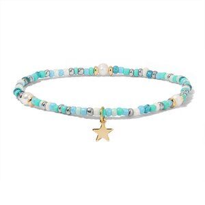 Ankle Bracelet - Turquoise Seed Bead and Pearls